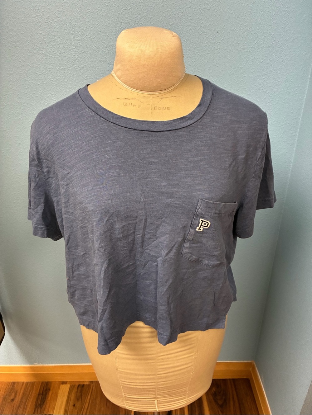 PINK Victoria's Secret Short Sleeve Pocket Tee - Slate Blue